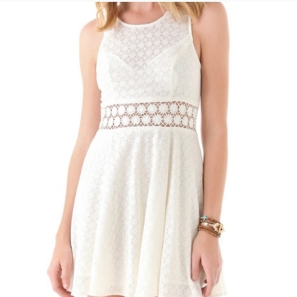 FREE PEOPLE beige cream daisy cut out sleeveless lined floral lace dress - Picture 13 of 13